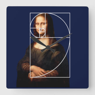 Leonardo da Vinci Mona Lisa Fibonacci Sequence Square Wall Clock