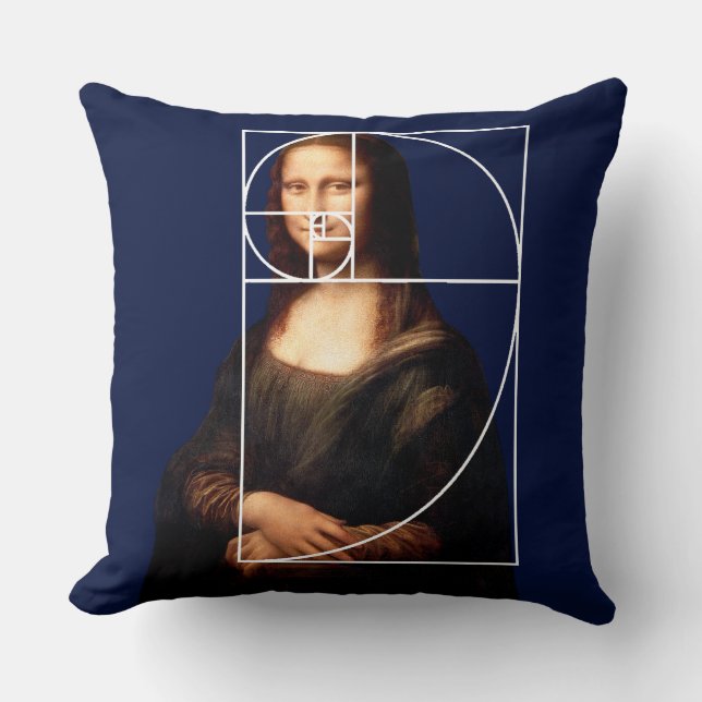 Leonardo da Vinci Mona Lisa Fibonacci Sequence Throw Pillow (Front)