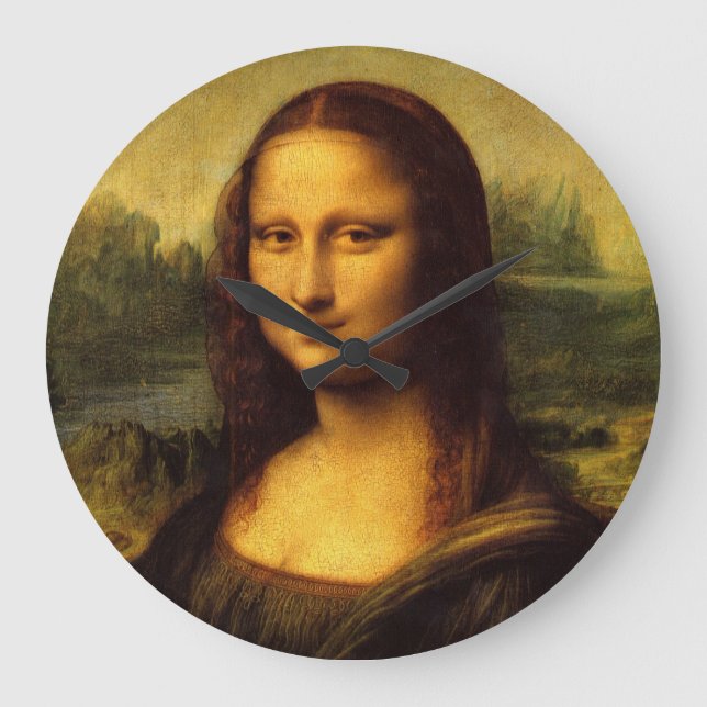 Leonardo Da Vinci Mona Lisa Fine Art Painting Large Clock (Front)