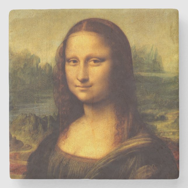 Leonardo Da Vinci Mona Lisa Fine Art Painting Stone Coaster (Front)