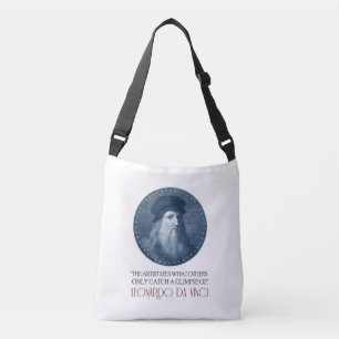 Leonardo da Vinci Portrait with Quote Crossbody Bag