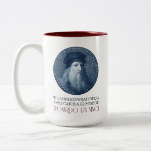 Leonardo da Vinci Portrait with Quote Two-Tone Coffee Mug