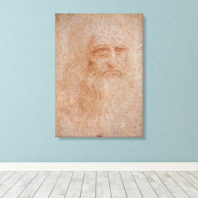 Leonardo Da Vinci, Presumed Self-Portrait Canvas Print (Insitu(Wood Floor))
