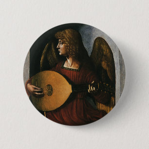 Leonardo da Vinci"s An Angel in Red with a Lute 2 Inch Round Button
