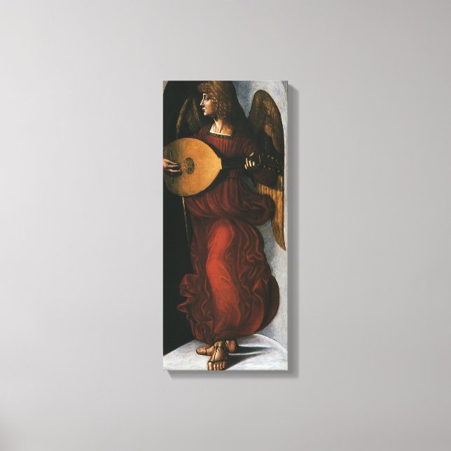 Leonardo da Vinci"s An Angel in Red with a Lute Canvas Print (Front)