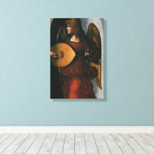 Leonardo da Vinci"s An Angel in Red with a Lute Canvas Print