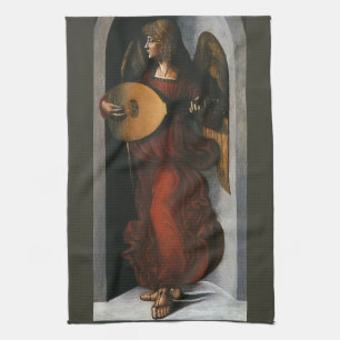 Leonardo da Vinci"s An Angel in Red with a Lute Kitchen Towel