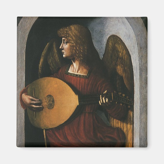 Leonardo da Vinci"s An Angel in Red with a Lute Magnet (Front)