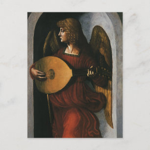 Leonardo da Vinci"s An Angel in Red with a Lute Postcard