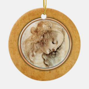Leonardo-da-Vinci’s Female Head Drawing  Ornamen Ceramic Ornament