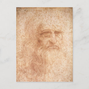 Leonardo da Vinci self-portrait postcard