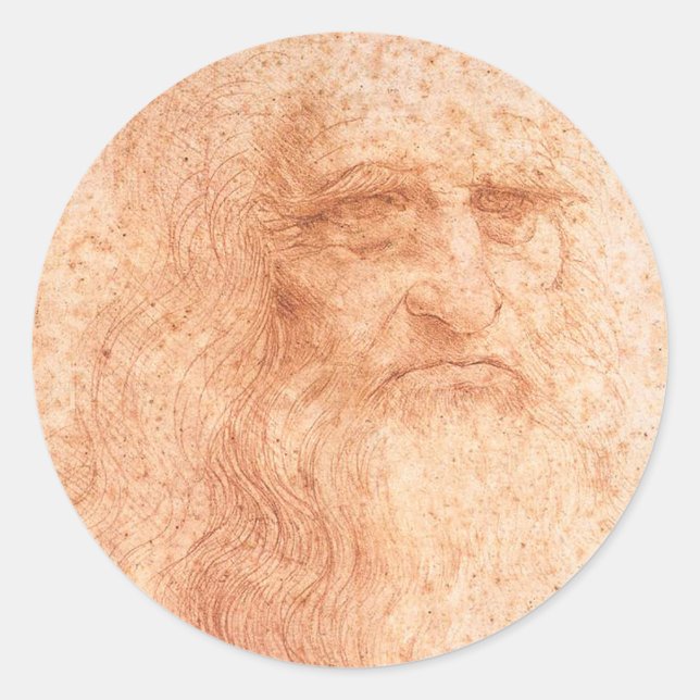Leonardo da Vinci Self Portrait Red Chalk Classic Round Sticker (Front)