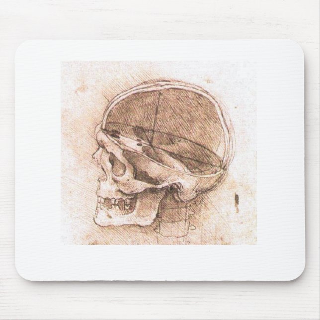 Leonardo da Vinci Skull Anatomy Fine Art Mouse Pad (Front)