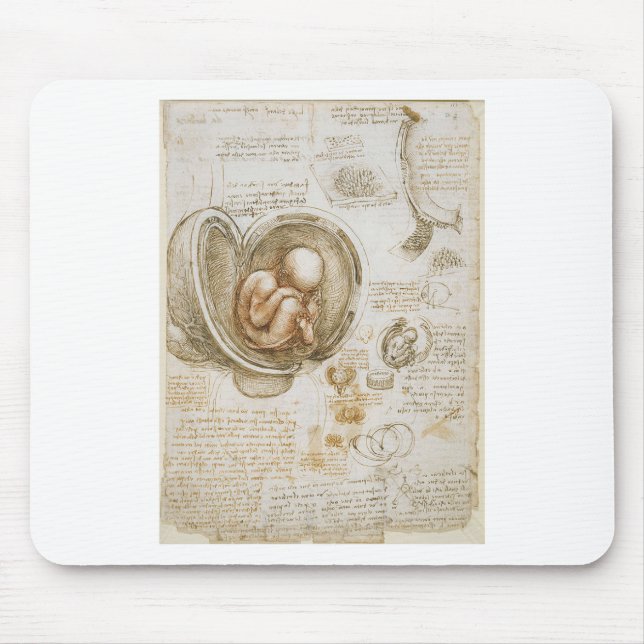 Leonardo da Vinci Studies of the Fetus in the Womb Mouse Pad (Front)