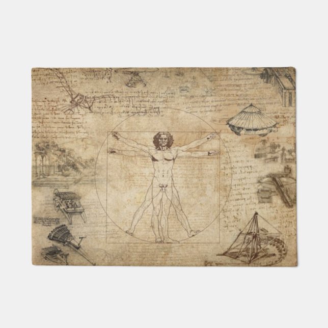 Leonardo Da Vinci The Vitruvian Man Doormat (Front)