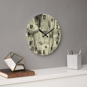 Leonardo da Vinci Vintage Human Anatomy Larynx Leg Large Clock