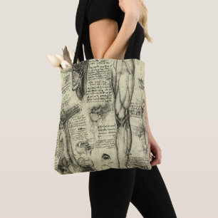 Leonardo da Vinci Vintage Human Anatomy Larynx Leg Tote Bag