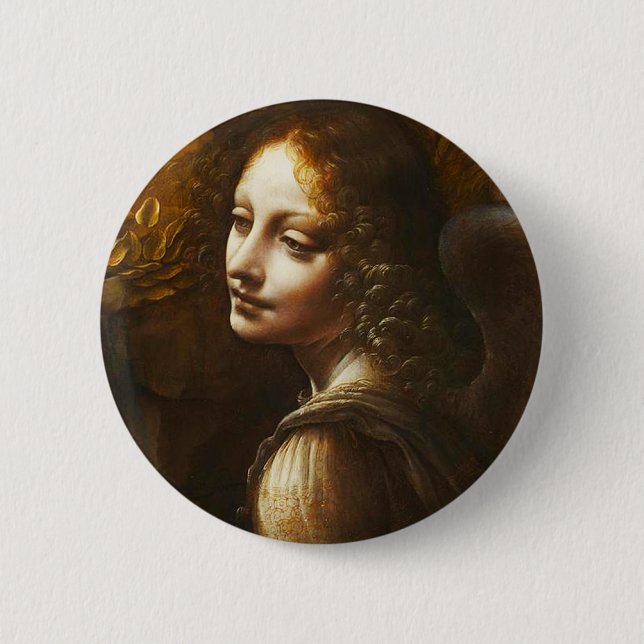 Leonardo da Vinci Virgin of the Rocks Angel 2 Inch Round Button (Front)