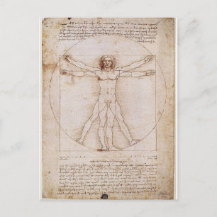 LEONARDO DA VINCI ... VITRUVIAN MAN ... C. 1490   POSTCARD