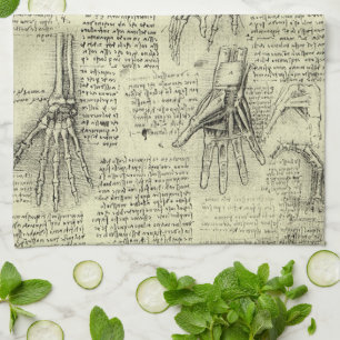 Leonardo da Vinci's Anatomy of the Human Hand Kitchen Towel