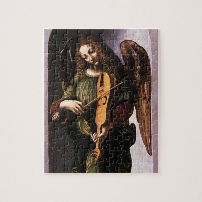 Leonardo da Vinci's Angel in Green with a Vielle Jigsaw Puzzle (Vertical)