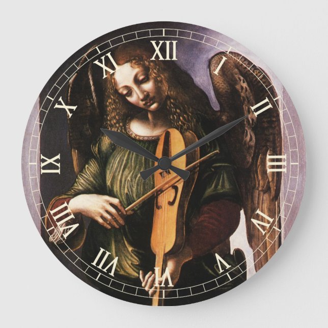 Leonardo da Vinci's Angel in Green with a Vielle Large Clock (Front)