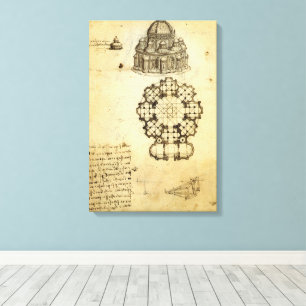 Leonardo da Vinci's Architectural Cathedral Study Canvas Print