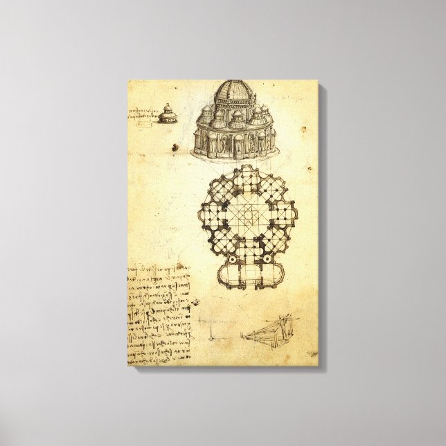 Leonardo da Vinci's Architectural Cathedral Study Canvas Print (Front)