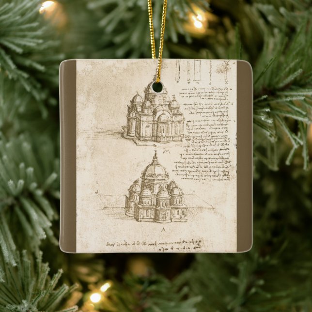 Leonardo da Vinci's Architectural Cathedral Study Ceramic Ornament (Tree)