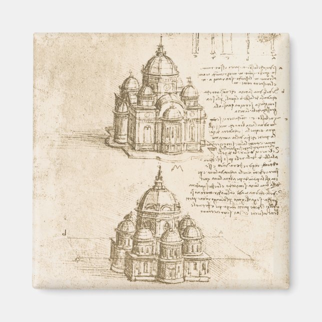 Leonardo da Vinci's Architectural Cathedral Study Magnet (Front)