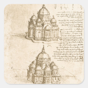 Leonardo da Vinci's Architectural Cathedral Study Square Sticker