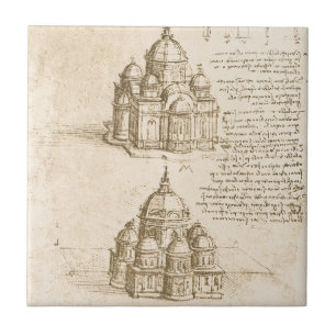 Leonardo da Vinci's Architectural Cathedral Study Tile