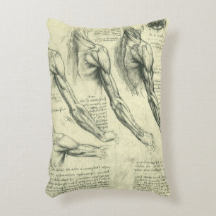 Leonardo da Vinci's Arm and Shoulder Anatomy Accent Pillow