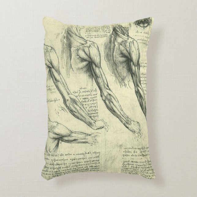 Leonardo da Vinci's Arm and Shoulder Anatomy Accent Pillow (Front(Vertical))