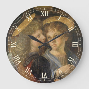 Leonardo da Vinci's Baptism of Christ Angels Large Clock