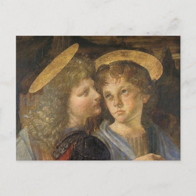 Leonardo da Vinci's Baptism of Christ Angels Postcard (Front)