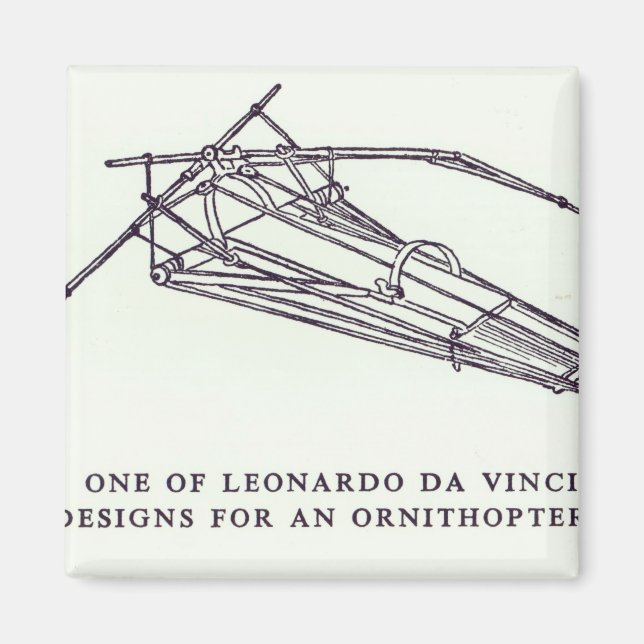 Leonardo da Vinci's designs for an Ornithopter Magnet (Front)