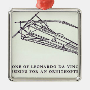 Leonardo da Vinci's designs for an Ornithopter Metal Ornament