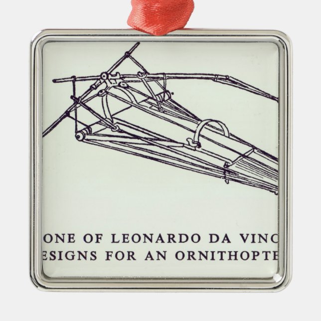 Leonardo da Vinci's designs for an Ornithopter Metal Ornament (Front)