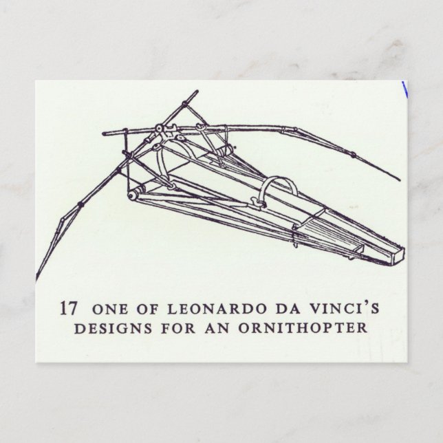 Leonardo da Vinci's designs for an Ornithopter Postcard (Front)