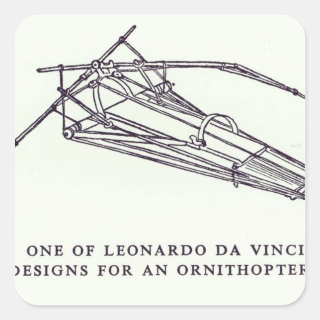 Leonardo da Vinci's designs for an Ornithopter Square Sticker (Front)