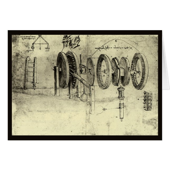 Leonardo da Vinci's Engineering Sketch of a Wheel (Front Horizontal)