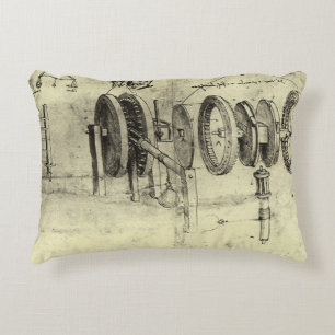 Leonardo da Vinci's Engineering Sketch of a Wheel Accent Pillow
