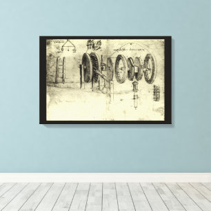 Leonardo da Vinci's Engineering Sketch of a Wheel Canvas Print
