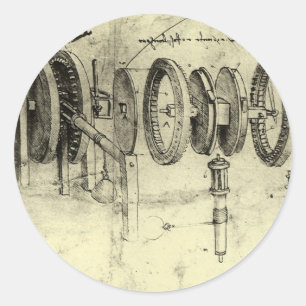 Leonardo da Vinci's Engineering Sketch of a Wheel Classic Round Sticker