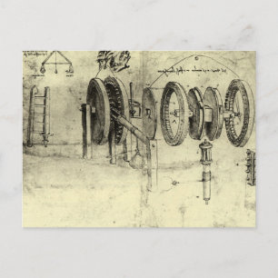 Leonardo da Vinci's Engineering Sketch of a Wheel Postcard