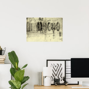 Leonardo da Vinci's Engineering Sketch of a Wheel Poster