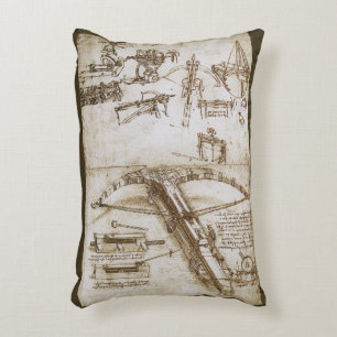 Leonardo da Vinci's Giant Crossbow Weapon Sketch Accent Pillow