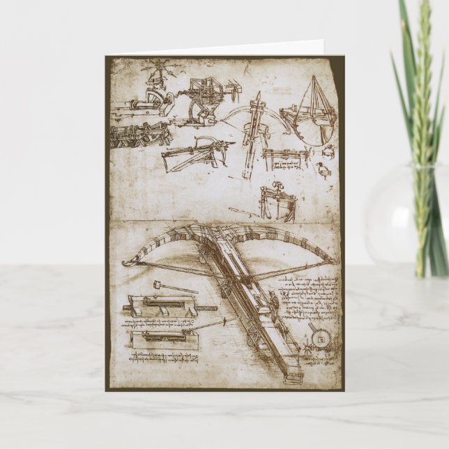 Leonardo da Vinci's Giant Crossbow Weapon Sketch Card (Front)