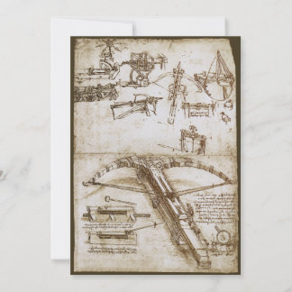 Leonardo da Vinci's Giant Crossbow Weapon Sketch Invitation